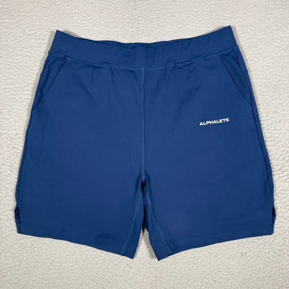 Alphalete Shorts Mens XL Blue Premium Trace Athletic Gym Running Pockets Logo